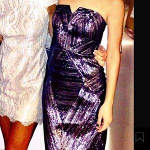 Milly strapless metallic party dress